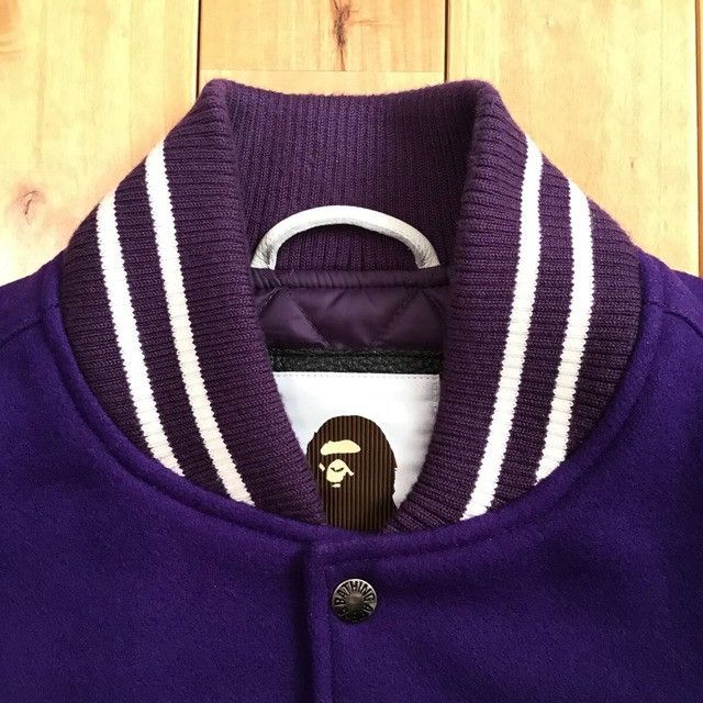 Bape BAPE Giant Head Leather Sleeve varsity jacket a bathing ape Size US S / EU 44-46 / 1 - 6 Thumbnail