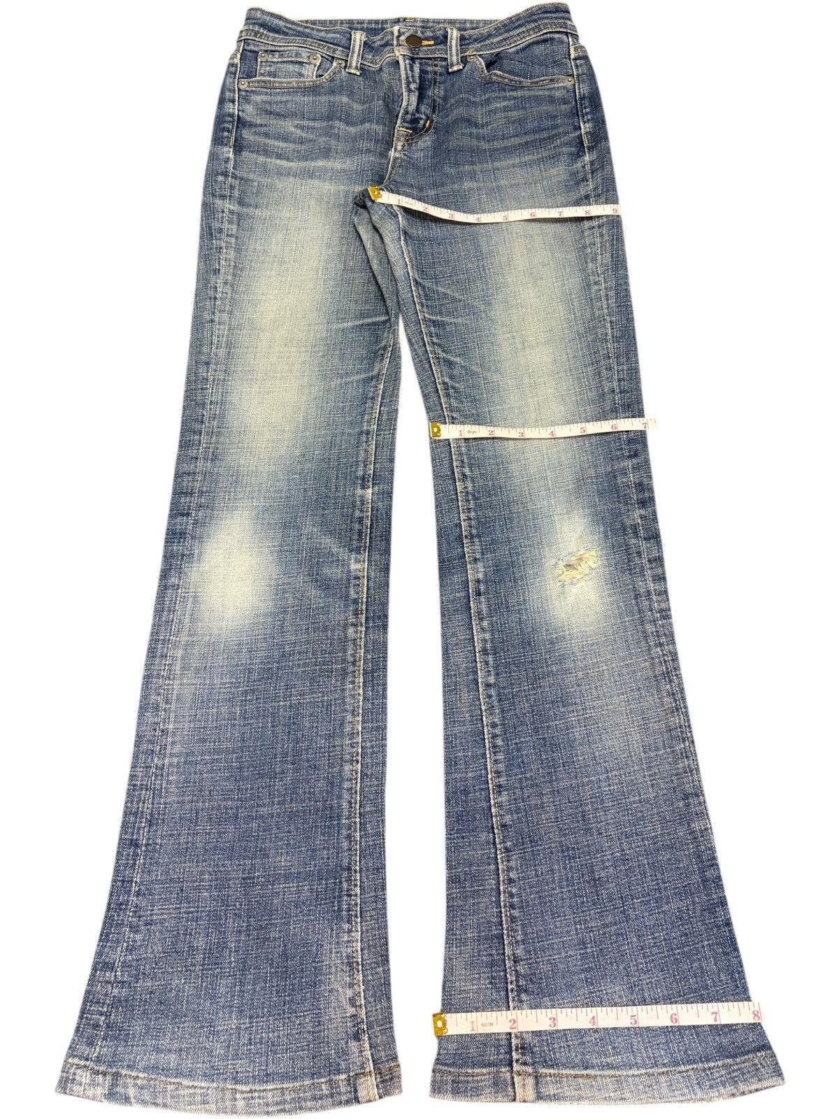 Edwin Vintage Japanese Brand Distress Low Rise Flare Jeans Size 27" / US 4 / IT 40 - 8 Thumbnail