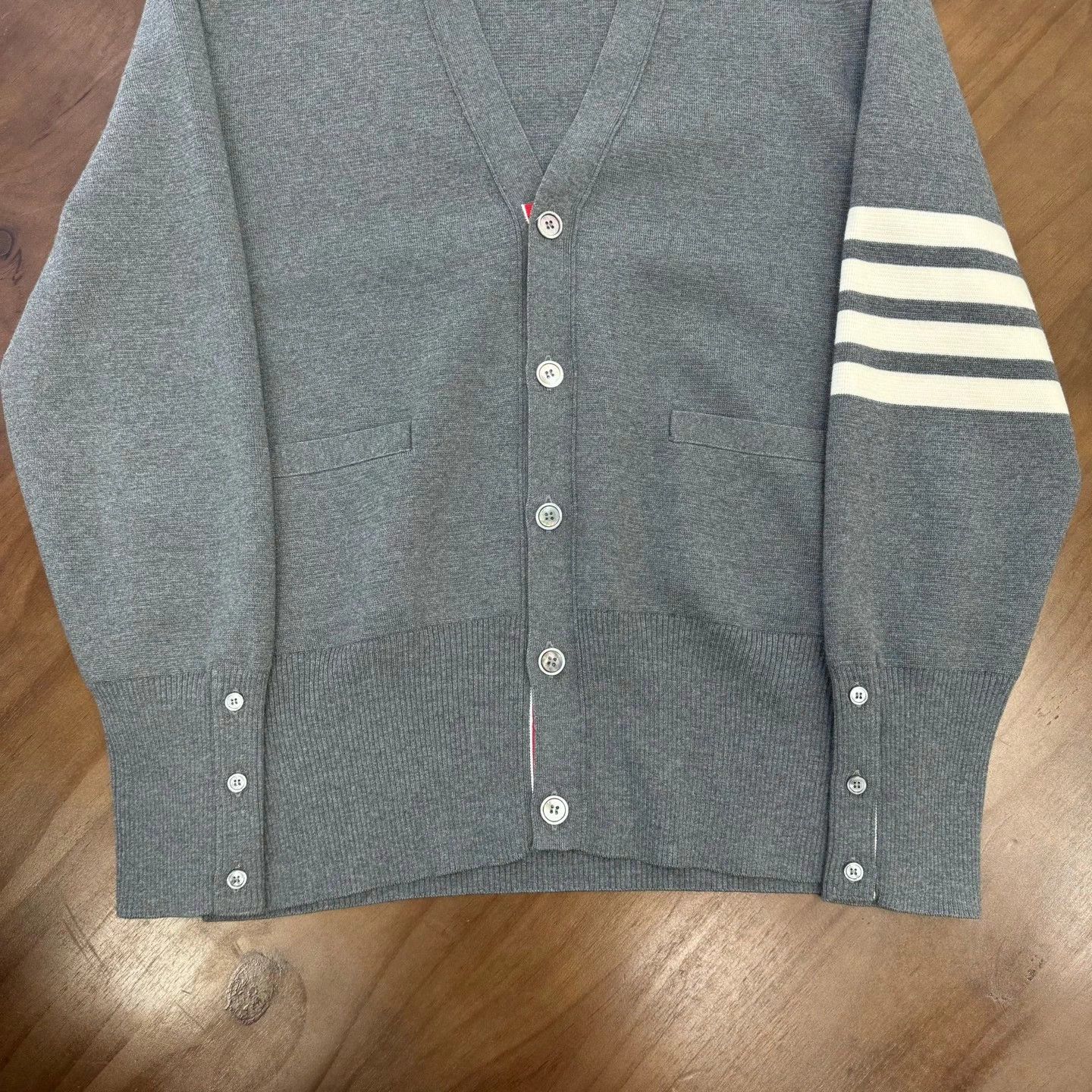 Thom Browne Classic Gray White Four Stripes Cardigan Size US XXL / EU 58 / 5 - 4 Thumbnail