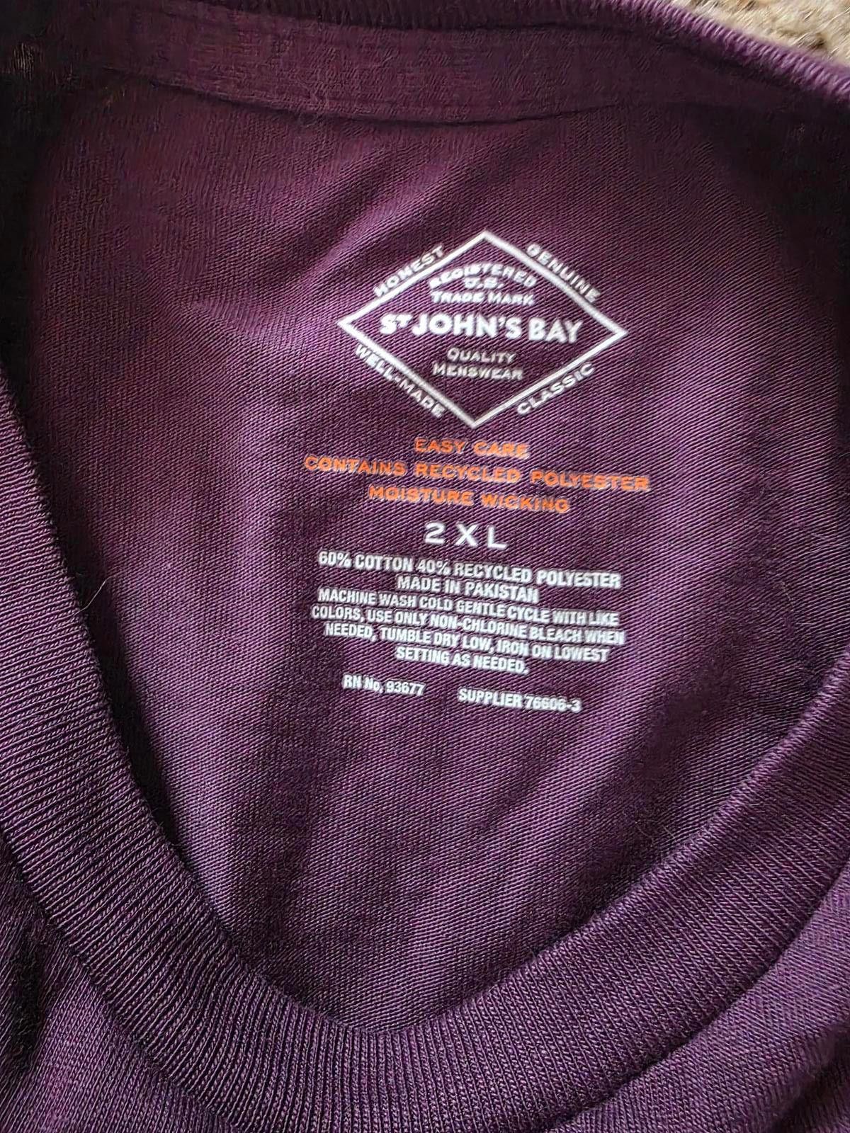 St. Johns Bay St. John's Bay Maroon Crew Neck T-Shirt Casual Comfort 2XL Size US XXL / EU 58 / 5 - 5 Thumbnail