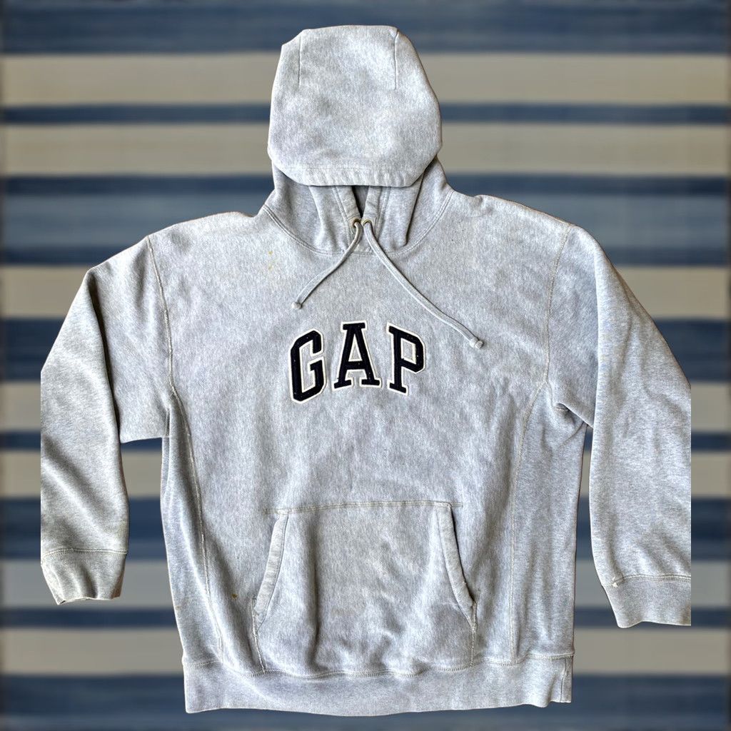 Gap Gap Hoodie Mens Large Grey Logo Embroidered Kangaroo Pockets Drawstring Pullover Sweatshirt Size US L / EU 52-54 / 3 - 1 Thumbnail