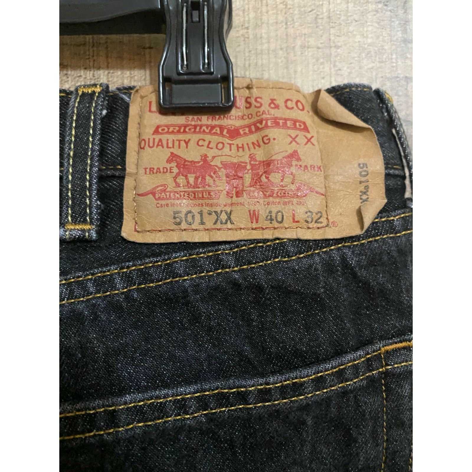Levi's VINTAGE Levi’s 501 XX Jeans Black Straight Button Fly 40X32 Men Reg Regular 90s Classic Denim Charcoal Wash Belt Loops Inseam 32 Size US 38 / EU 54 - 5 Thumbnail