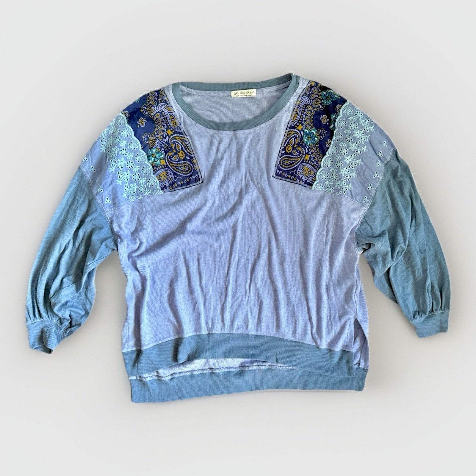 Free People Free People Women Top Shirt Medium Blue Scoop Neck Size M / US 6-8 / IT 42-44 - 1 Thumbnail