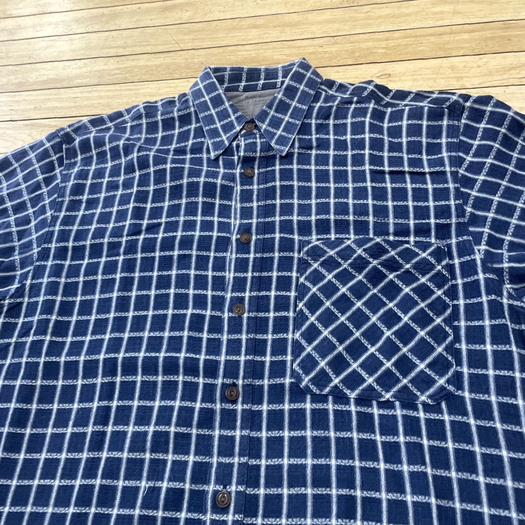 Bugle Boy VINTAGE Bugle Boy Chain Print Stitch Men M Western Equestrian Blue White Check Plaid Shirt Size ONE SIZE - 4 Thumbnail