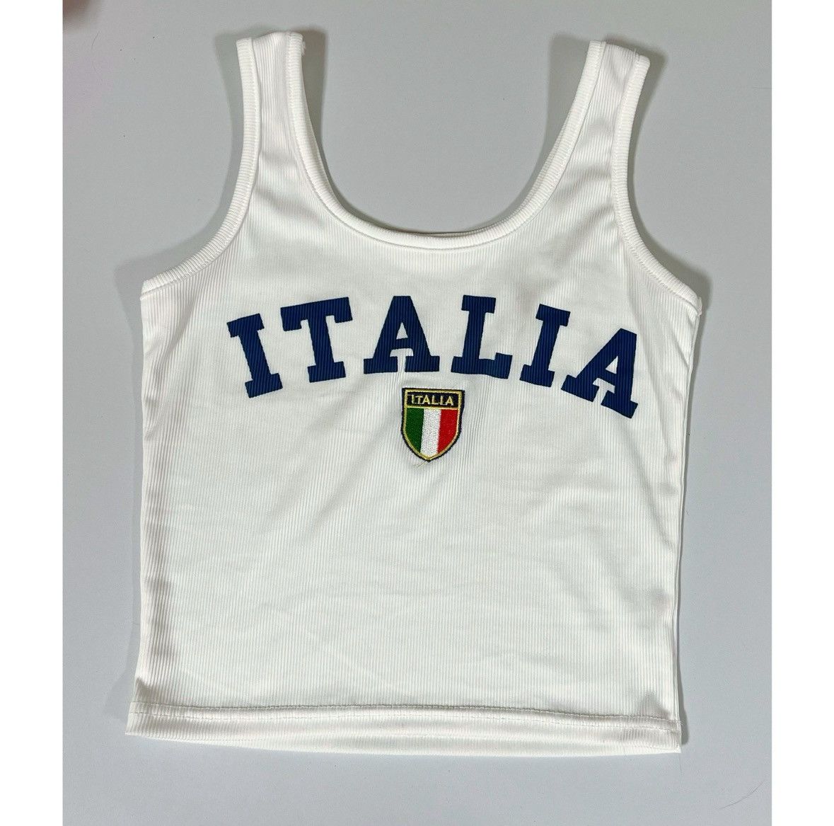 Vintage White ‘Italia’ Italy Italian Flag Tank Top T-Shirt Size S 🇮🇹✨ Size S / US 4 / IT 40 - 1 Thumbnail