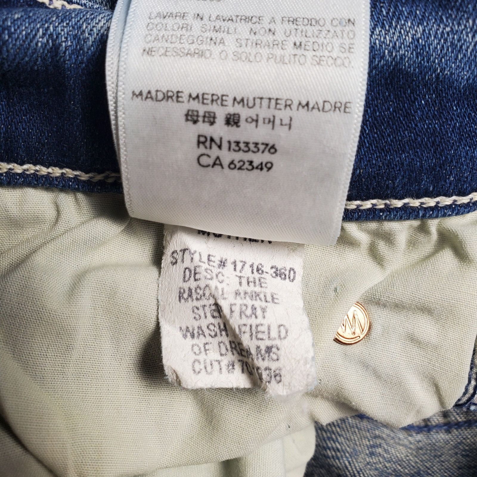 MOTHER Mother Rascal Ankle Step Fray Straight Jeans 26 / 2 Size 26" / US 2 / IT 38 - 7 Thumbnail