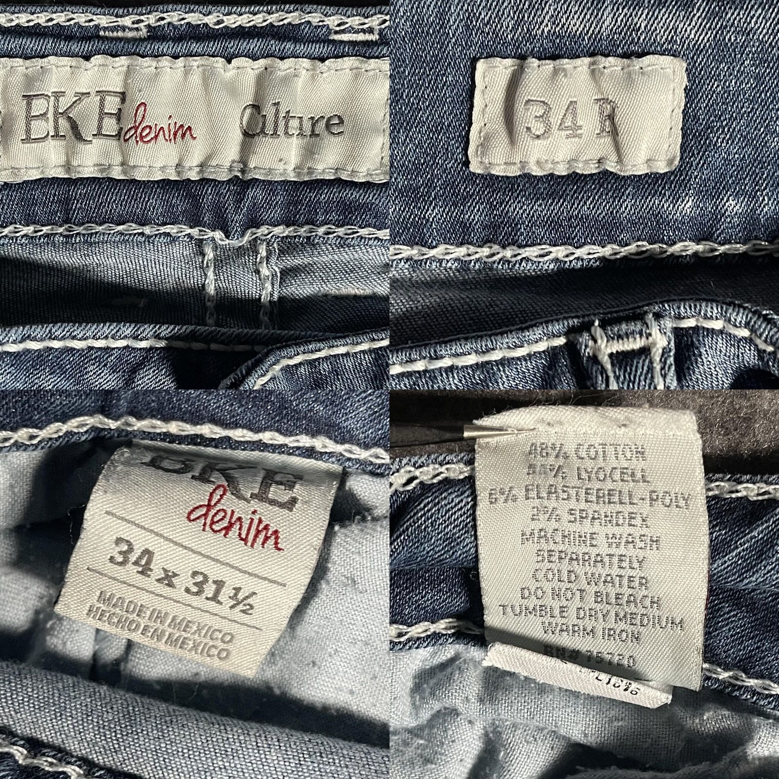 BKE BKE Culture Jeans Mens 34x31.5 Blue Light Wash Bootcut Denim Whiskered Stretch Pocket Zip Fly Size US 34 / EU 50 - 8 Thumbnail