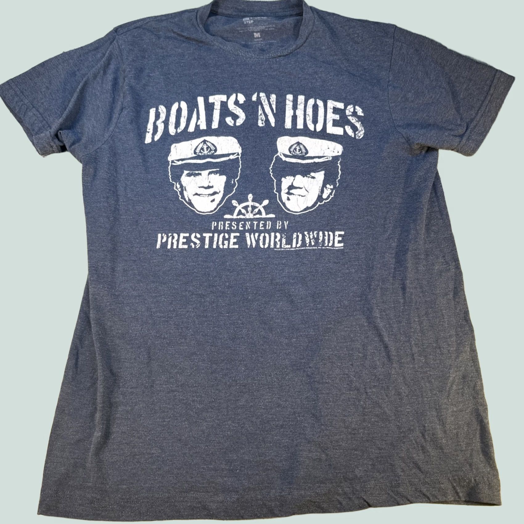 Vintage Step Brothers Boats N Hoes Prestige Worldwide Blue Promo T-Shirt Men L 2017 Funny Movie Comedy Will Ferrell Size US L / EU 52-54 / 3 - 1 Thumbnail