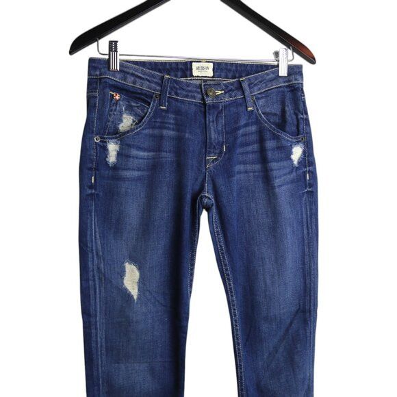 Hudson Hudson Jeans Blue Skinny Cropped Rolled Cuff Raw Hem Size 30" / US 8 / IT 44 - 2 Thumbnail