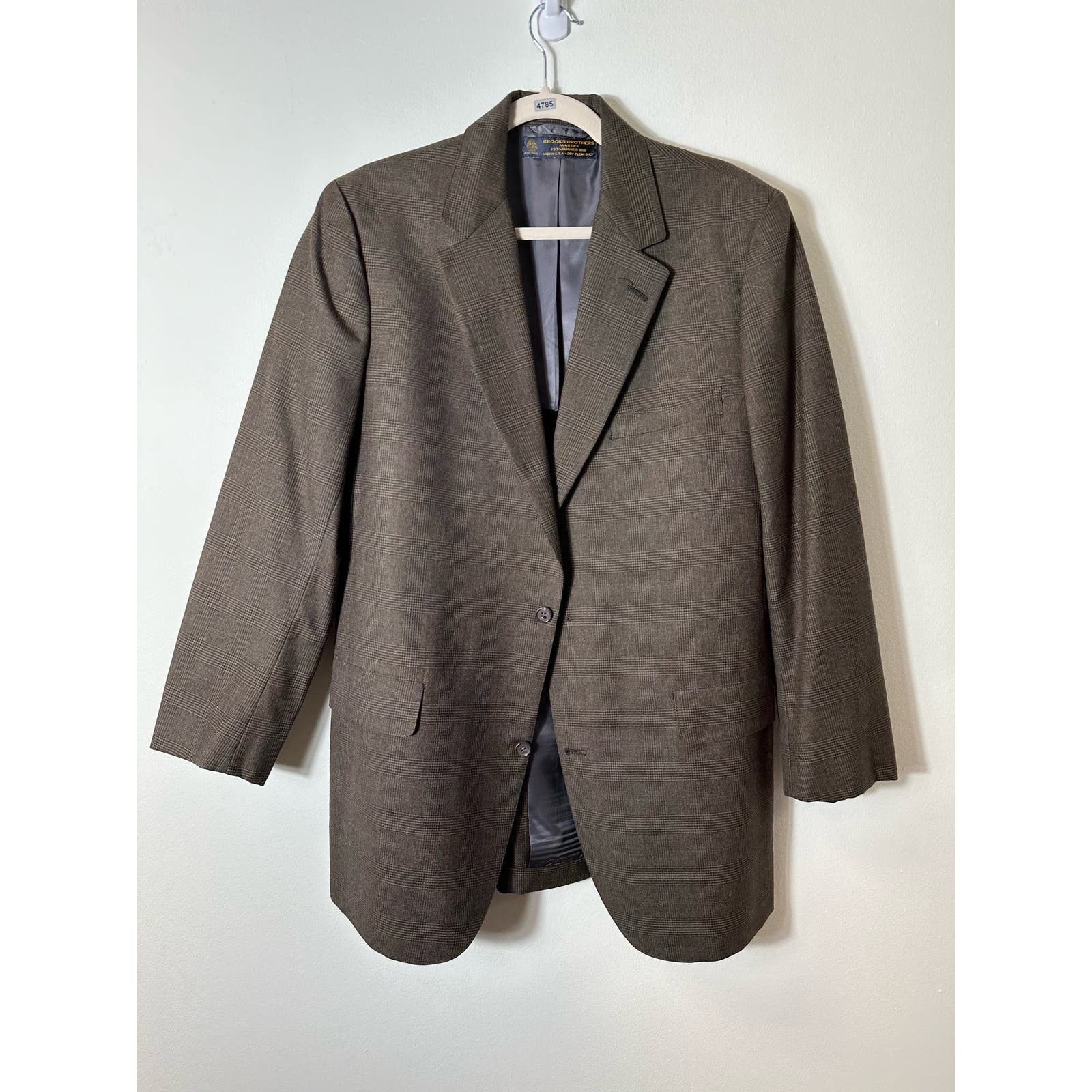 Brooks Brothers Men's Brooks Brothers Brown Plaid Wool Suit Sz 41/35Long Size 40R - 2 Thumbnail