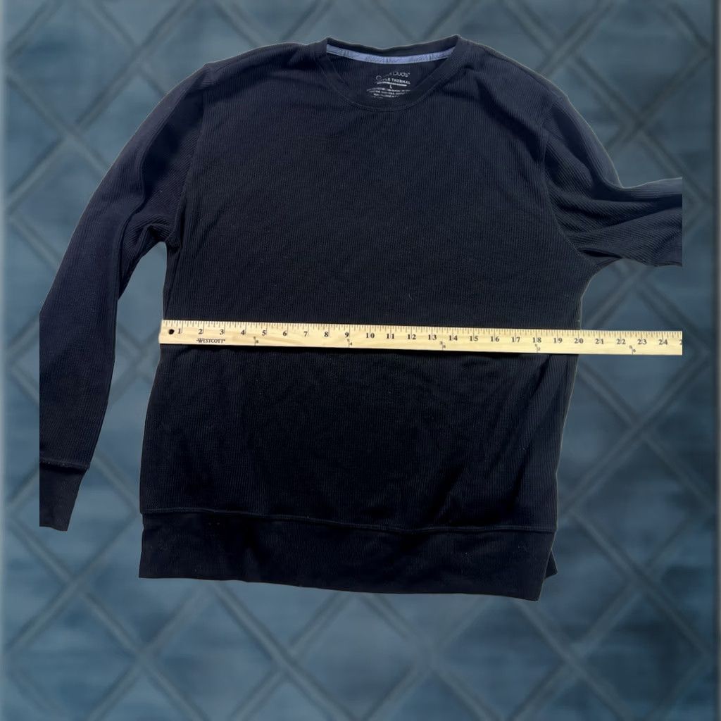 Vintage Cuddle Duds Men’s | Size L | Black Waffle Knit Thermal Shirt Loose Fit | Crew Neck | Pullover | Long Sleeve | Regular Fit Size US L / EU 52-54 / 3 - 1 Thumbnail