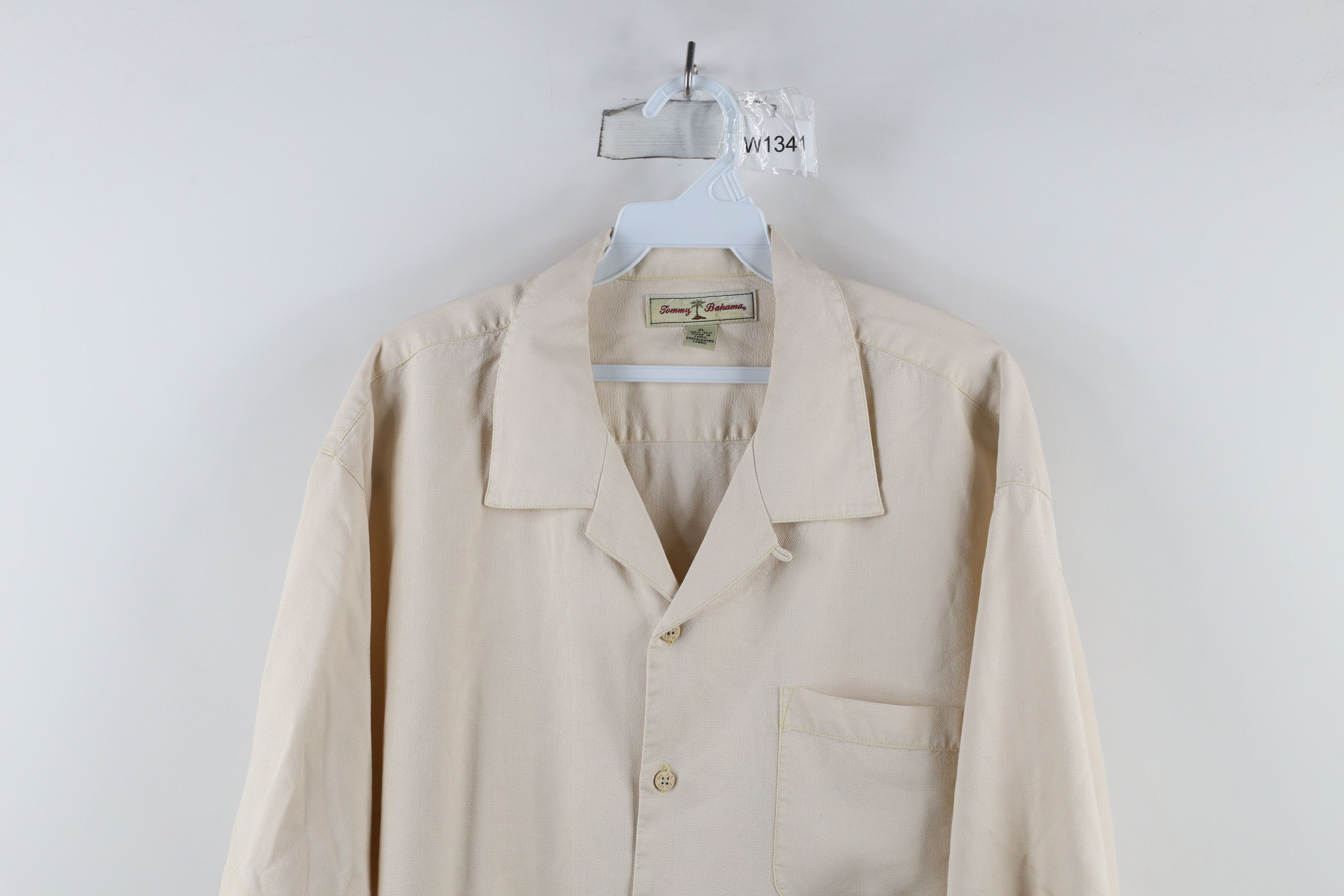 Tommy Bahama × Vintage Vintage 90s Tommy Bahama Looped Collar Button Shirt Beige Size US XL / EU 56 / 4 - 2 Thumbnail