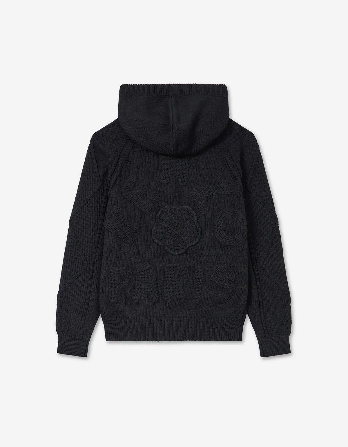 Kenzo Kenzo Black Hand-Embroidered Cable Knitted Hoodie Size US M / EU 48-50 / 2 - 2 Thumbnail