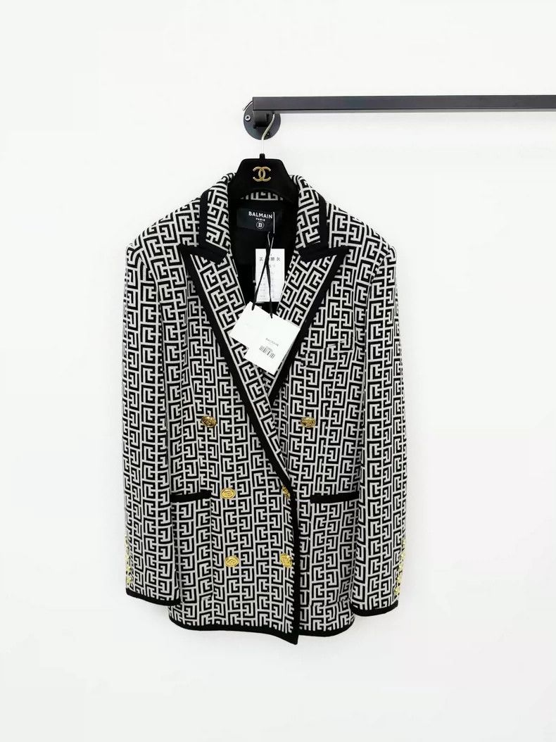 Balmain Balmain Classic Black White Check Blazer Size US M / EU 48-50 / 2 - 1 Thumbnail
