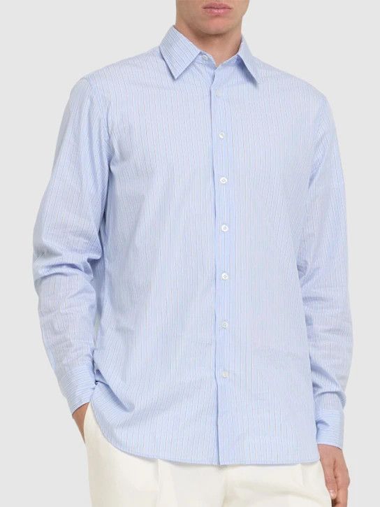 Lardini o1lsvrm0425 Cotton Poplin Shirt in Blue Size US L / EU 52-54 / 3 - 3 Thumbnail