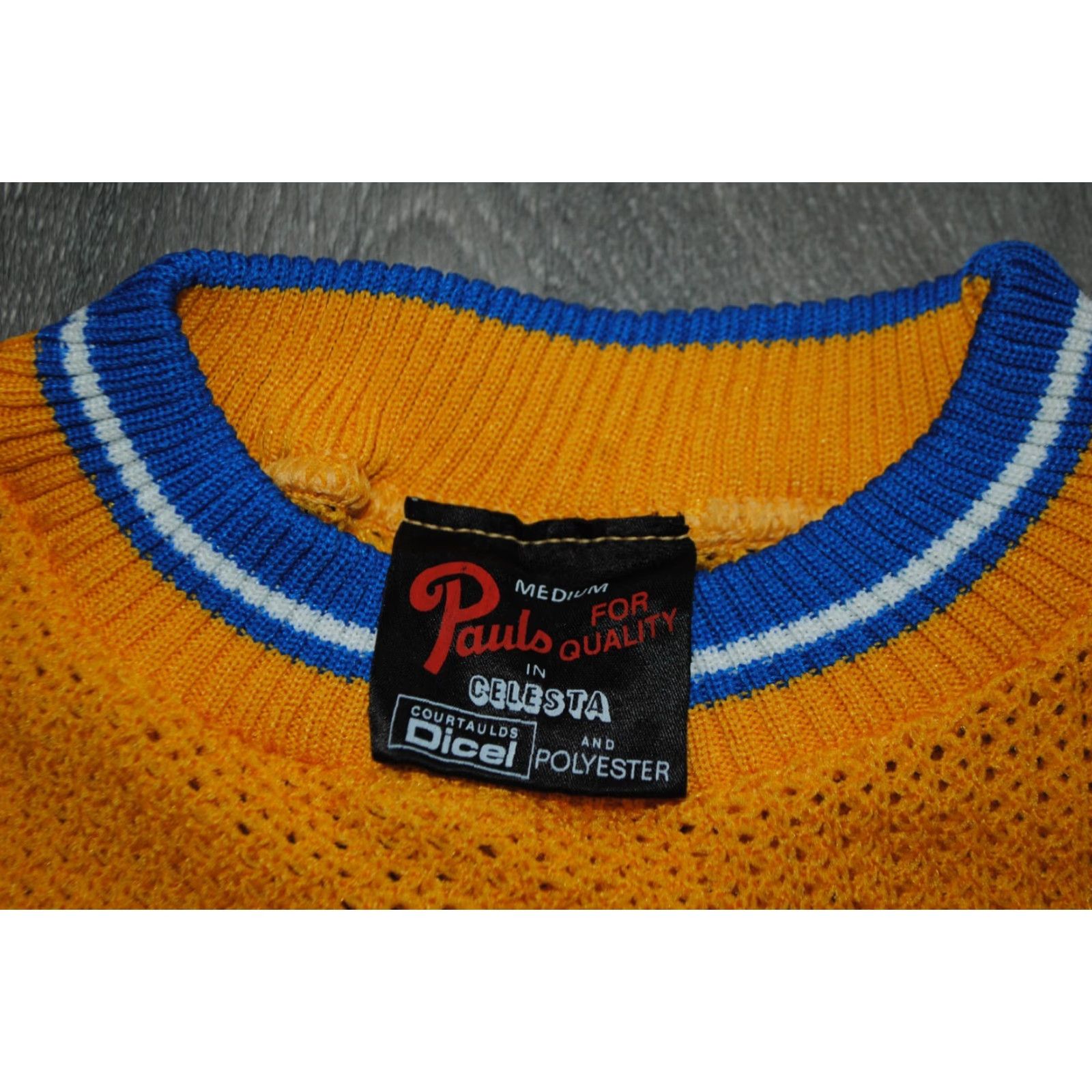 Vintage VTG 60S 70S WAFFLE CREW NECK SHIRT YELLOW COURTAULDS UNISEX SZ M Size US M / EU 48-50 / 2 - 2 Thumbnail