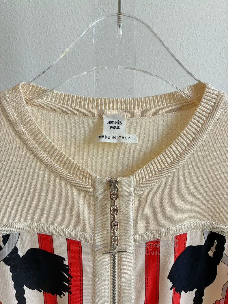 Hermes Hermes Beige Cardigan, 100% Mulberry Silk Size XXS / US 00 / IT 34 - 4 Thumbnail