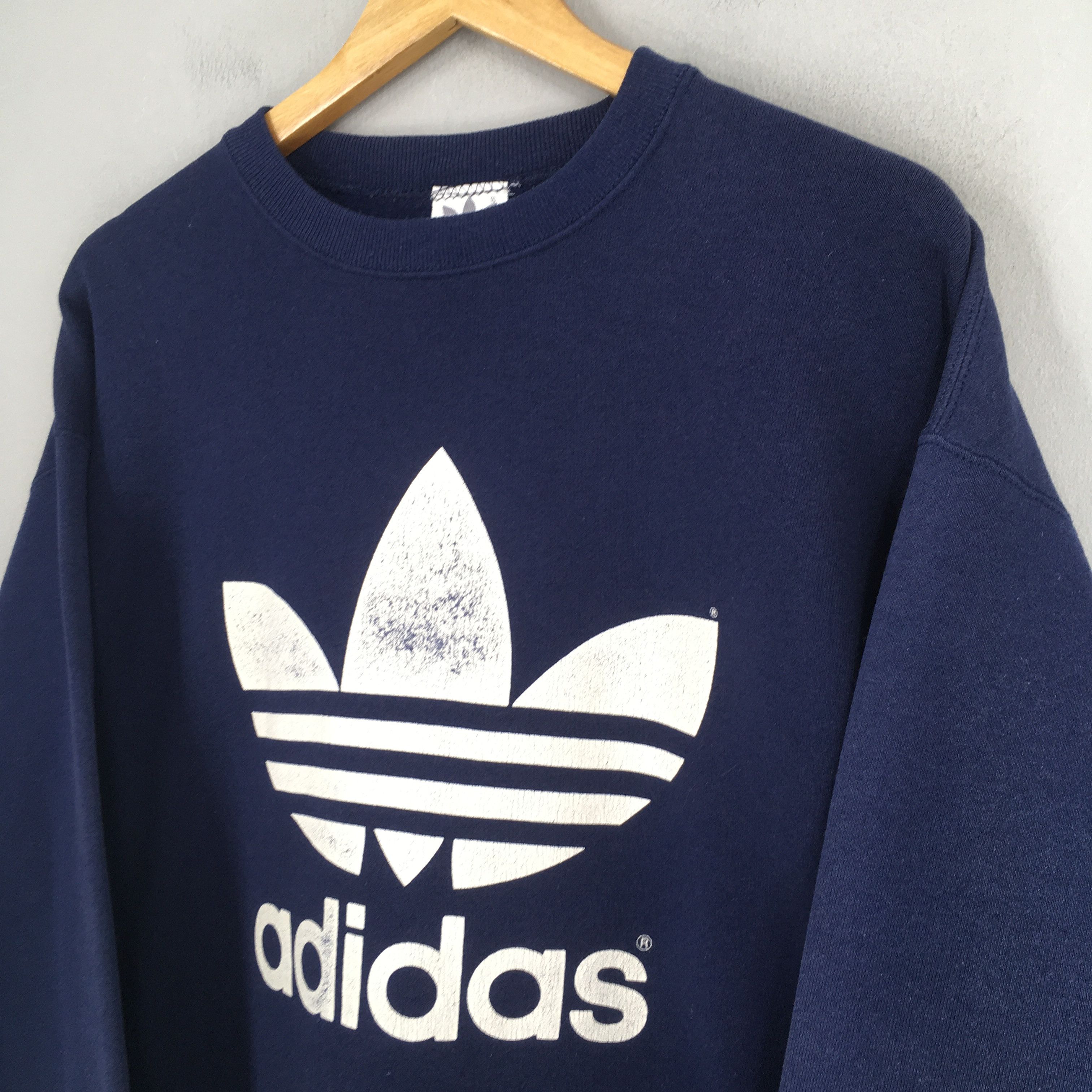 Adidas Vintage 90s Adidas Trefoil Big Logo Sweatshirt Large Size US L / EU 52-54 / 3 - 3 Thumbnail