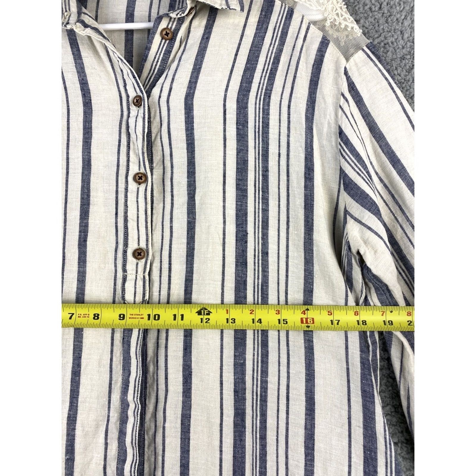 Zara Zara Shirt Dress Women’s L Gray Ivory Striped Long Sleeve Collared Button Hi-Low Hem Pockets Knit Dress Size L / US 10 / IT 46 - 4 Thumbnail