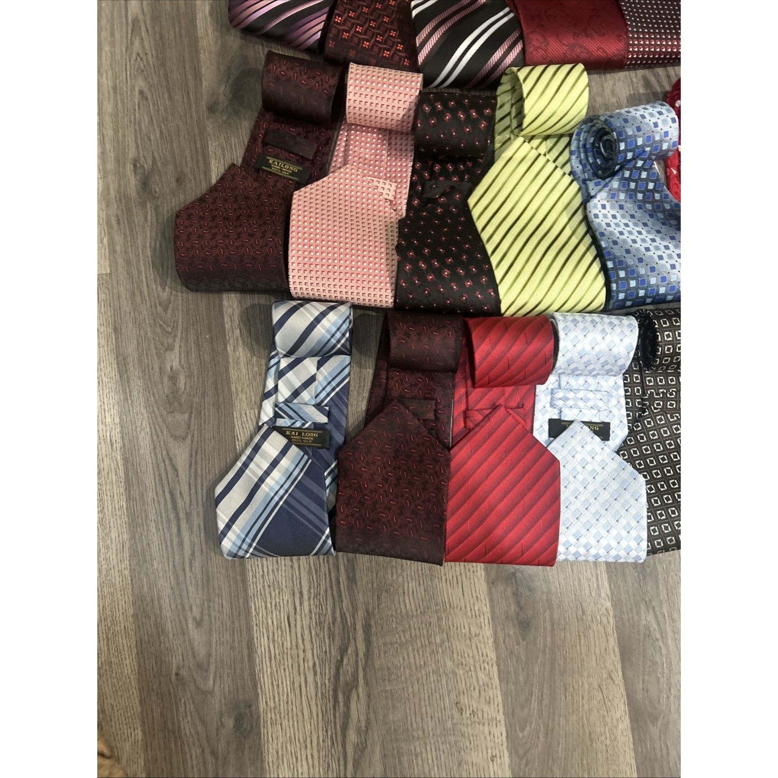 Kai Lot Of 21 Kai Long 100% Silk Ties Various Colors & Patterns Size ONE SIZE - 22 Thumbnail