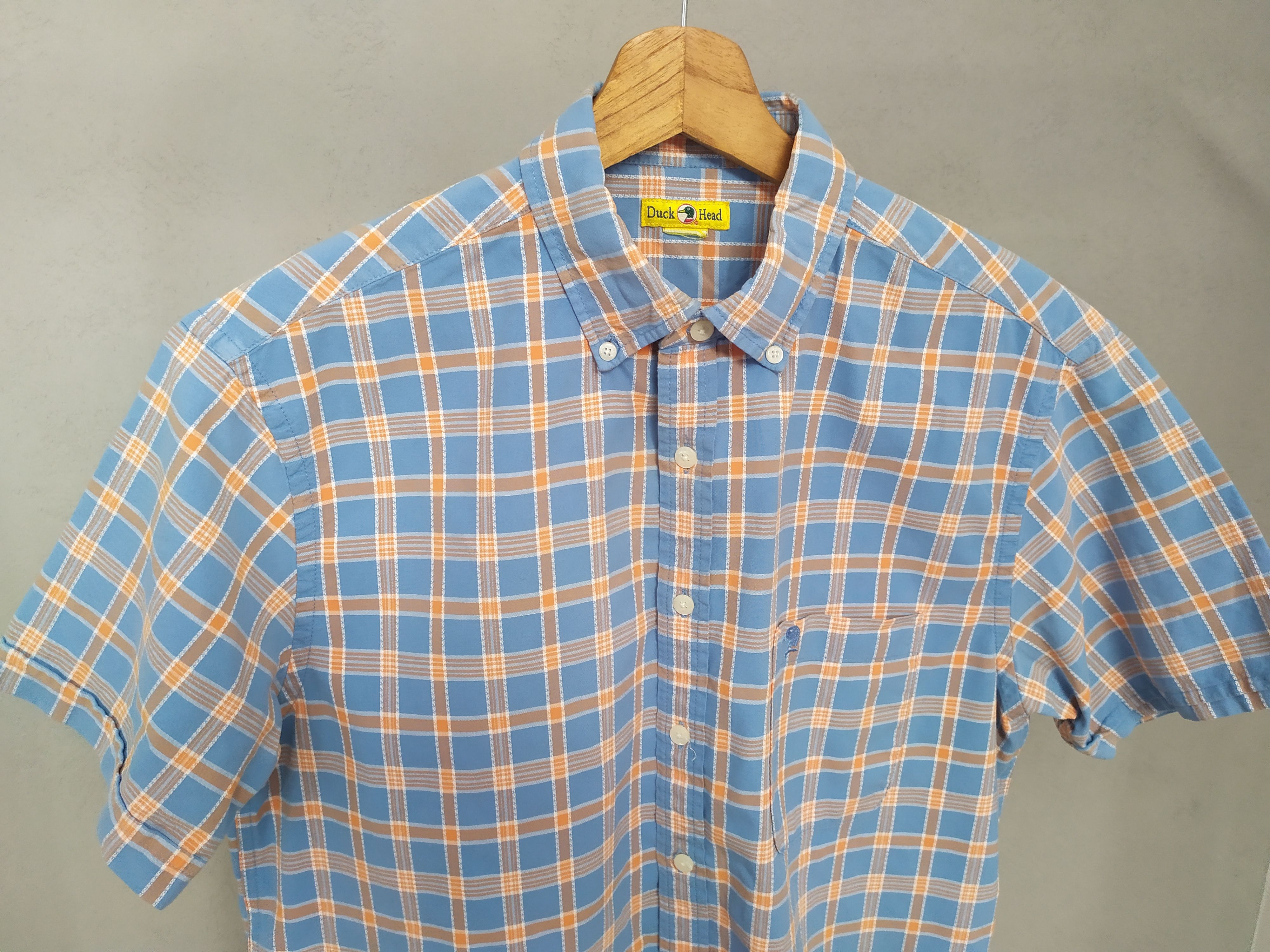 Duck Head Blue Men's Checkered Shirt Duck Head L Cotton Short Sleeve Size US L / EU 52-54 / 3 - 7 Thumbnail