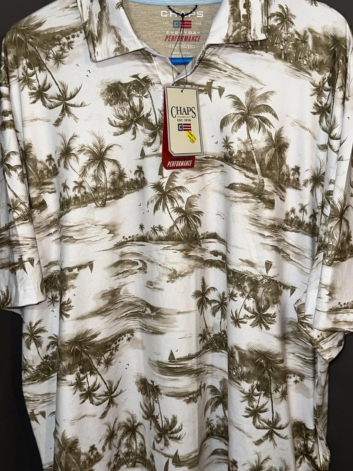 Chaps CHAPS Resortwear Polo | Size XXL | Palm Tree Scene Size US XXL / EU 58 / 5 - 2 Thumbnail