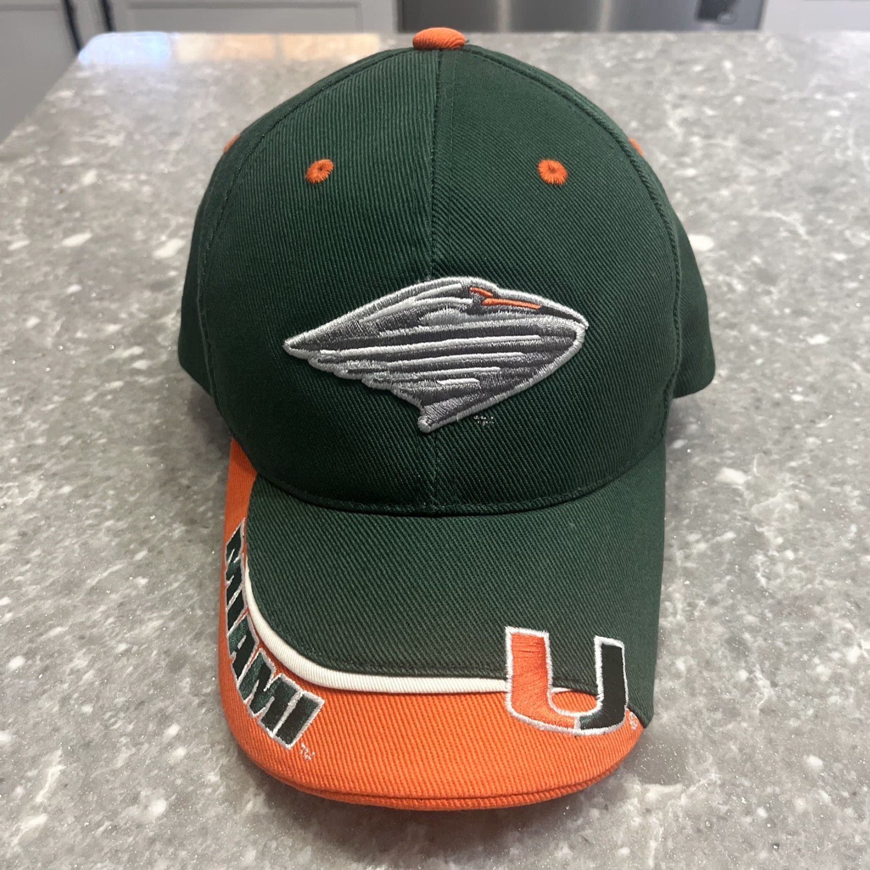 Twins VINTAGE Miami Hurricanes Men’s Cap Hats Green Adjustable Cotton Embroidered Hook and Loop 4 Logos U Hat Twins Enterprise NCAA Men Size ONE SIZE - 2 Thumbnail