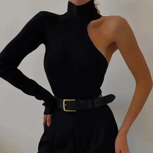 Japanese Brand Black Bodysuit Ladies Skinny Size ONE SIZE - 3 Thumbnail