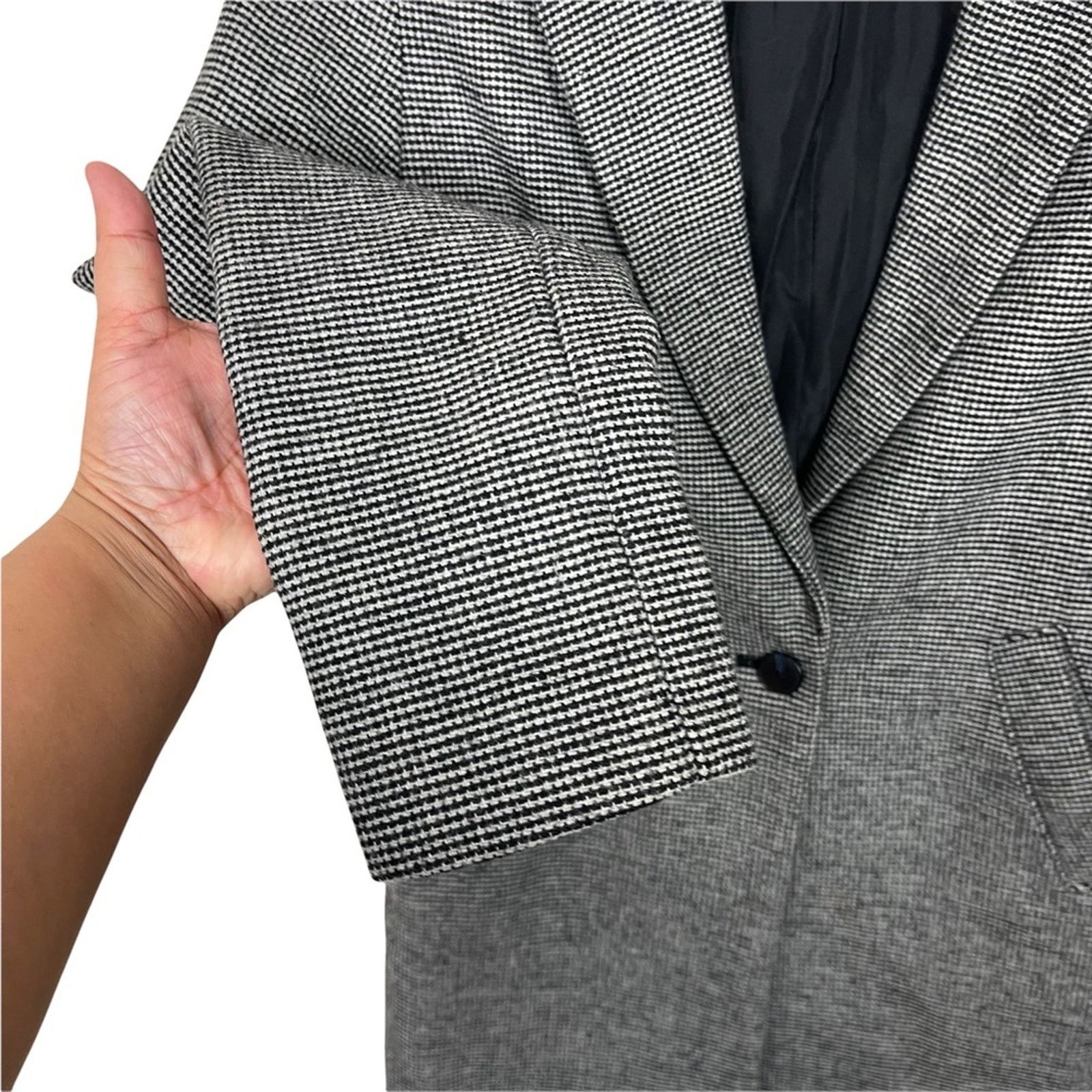 Bershka Bershka Long Sleeve Notch Collar Houndstooth Coat XS Size XS / US 0-2 / IT 36-38 - 2 Thumbnail