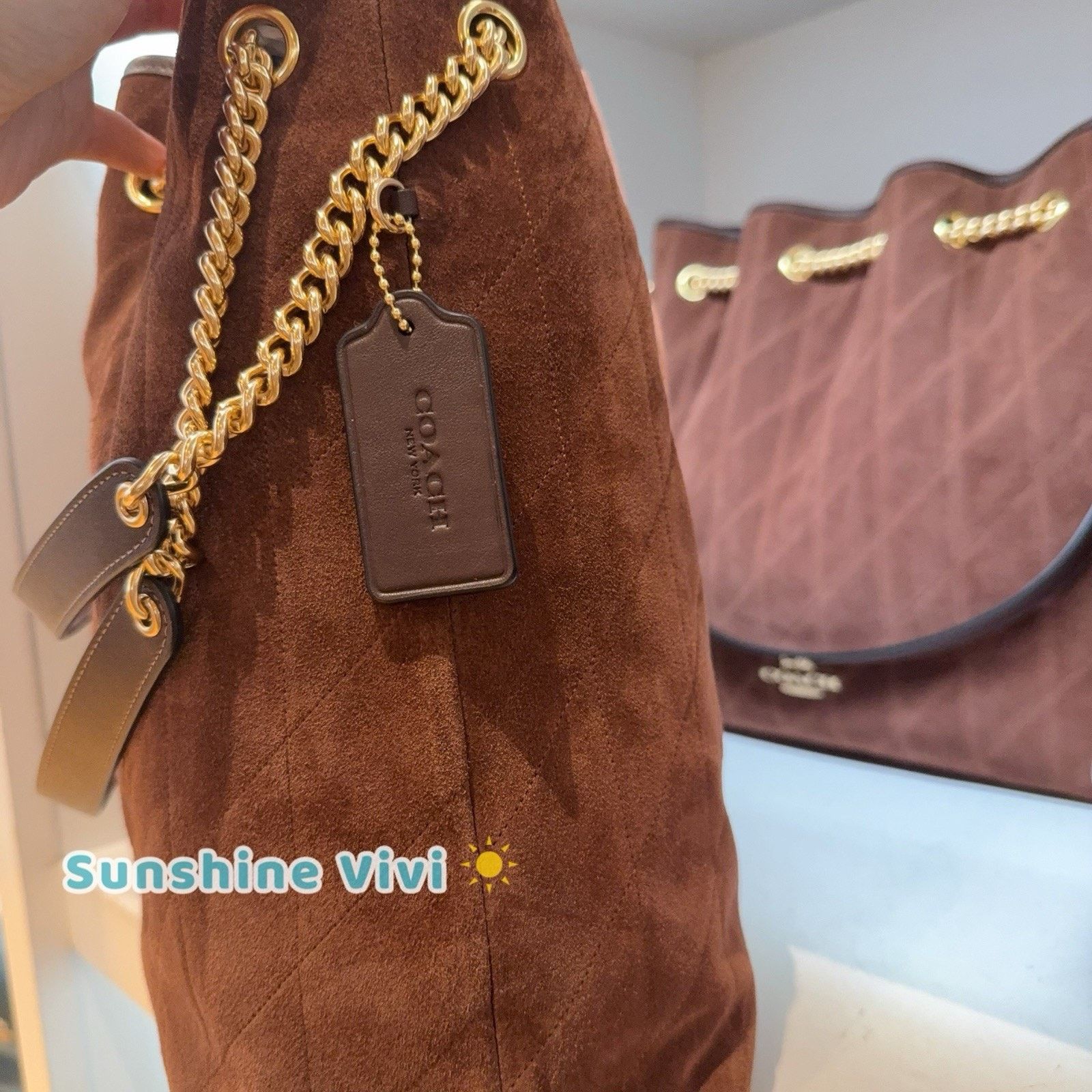 Coach NWT Coach Evelyn Large Bag CCZ83 Suede Vintage Brown Size ONE SIZE - 3 Thumbnail
