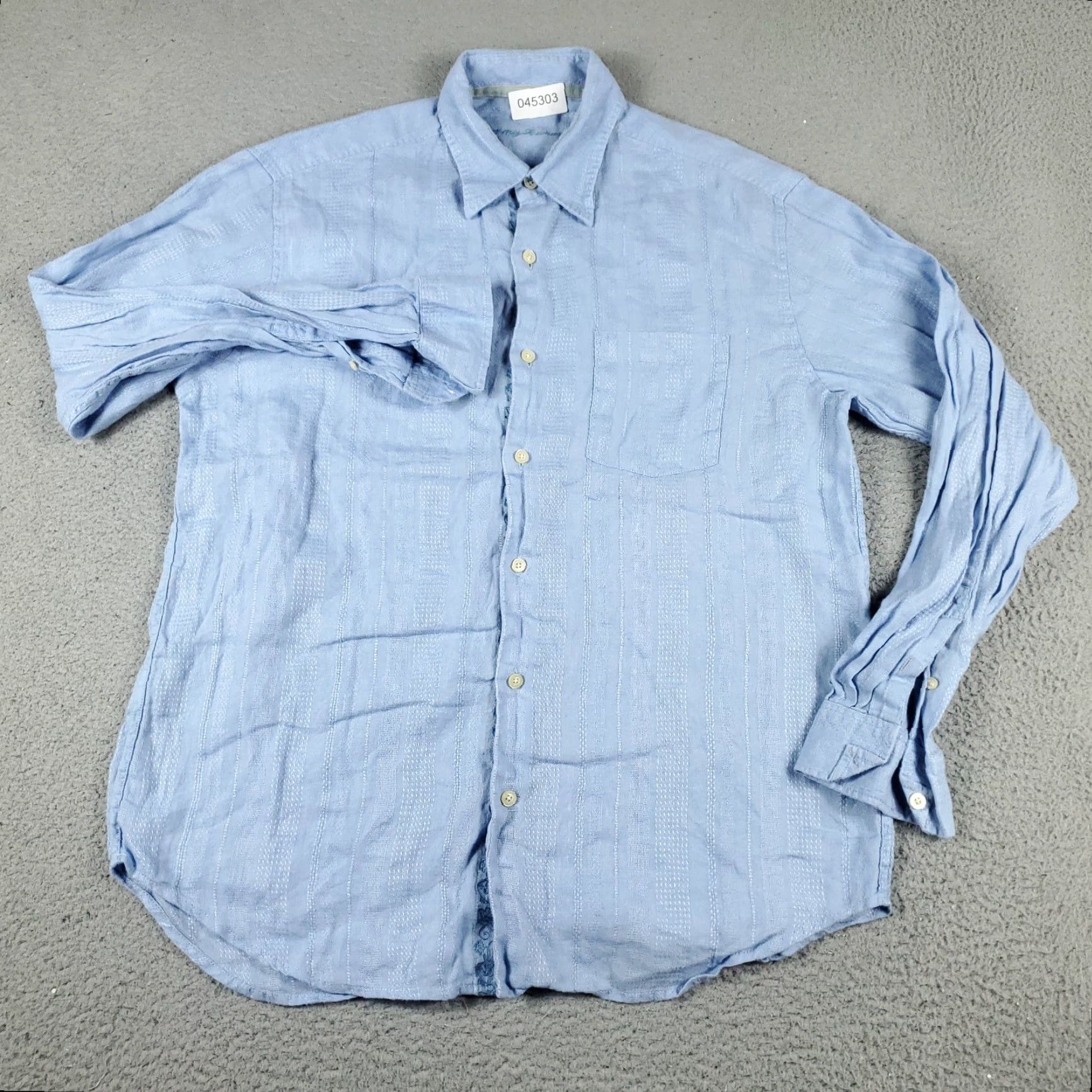 Tommy Bahama Tommy Bahama Blue Linen Button-Up Shirt Mens Medium Long Sleeve Size US M / EU 48-50 / 2 - 2 Thumbnail