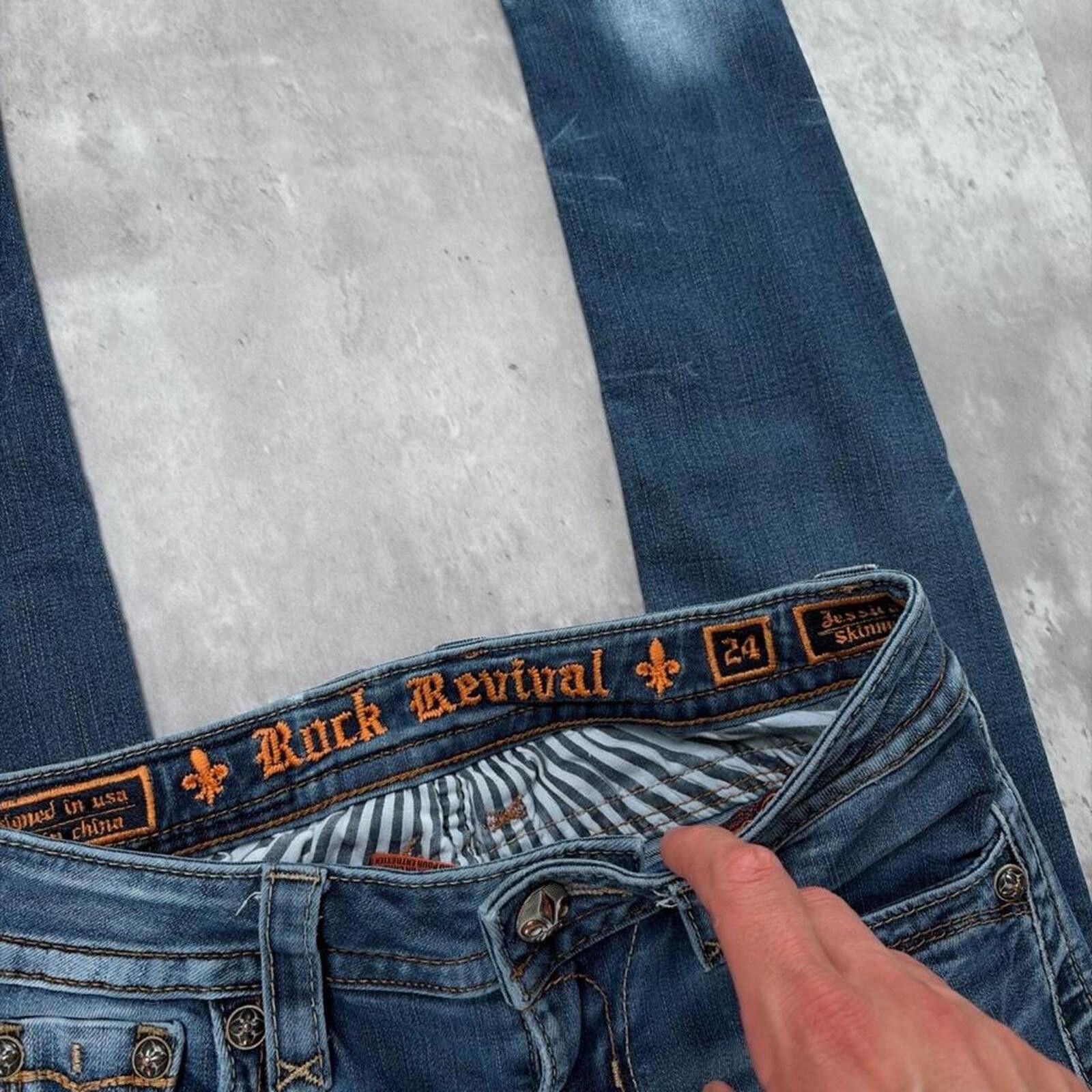 Rock Revival Y2K Rock Revival Grunge Jessica Skinny Gothic Denim Jeans Size 42" / US 20 - 5 Thumbnail