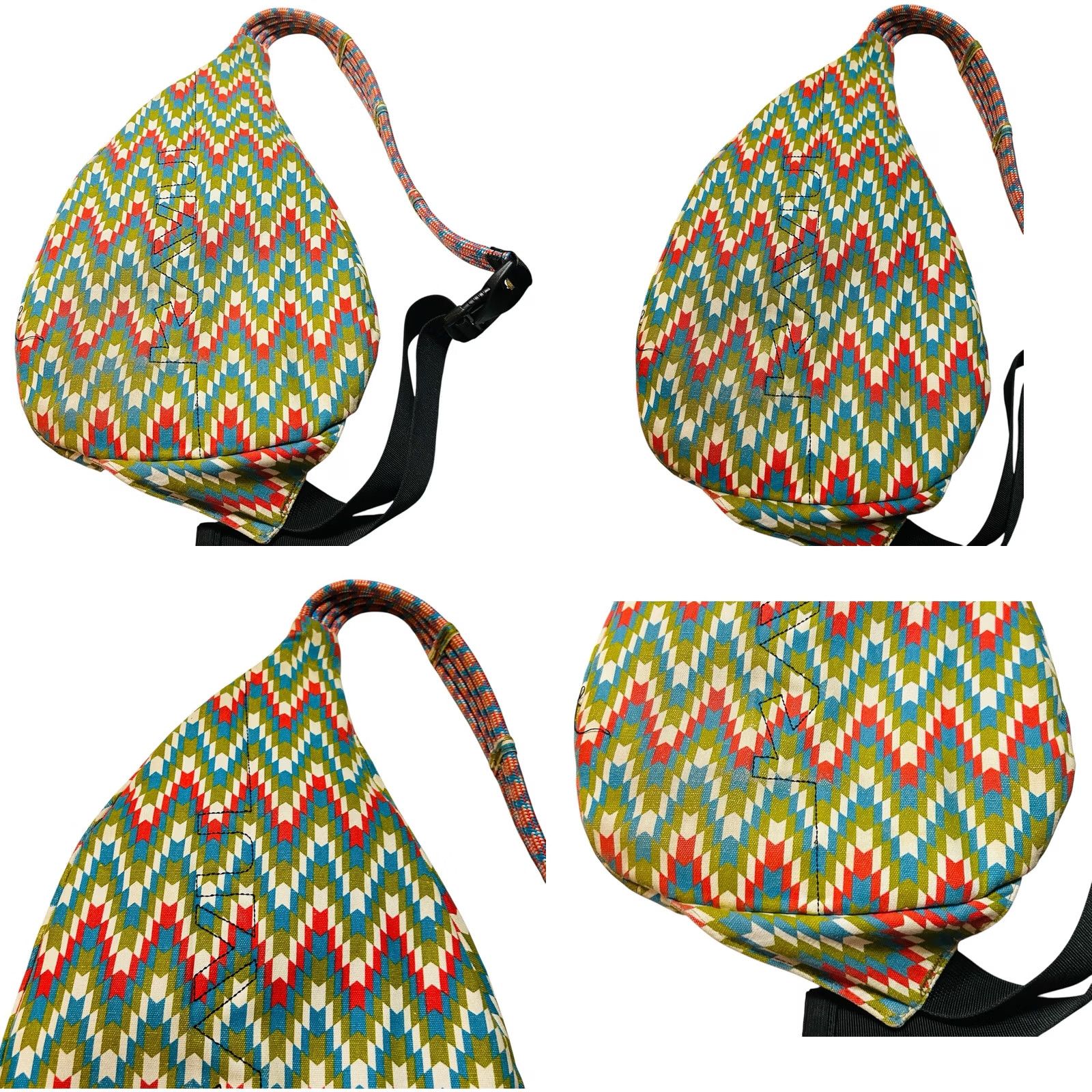 KAVU KAVU Rope Bag Original Cotton Shoulder Crossbody Sling Backpack Garden Tile Crossbody Bag Womens Medium Multicolor Chevron Pattern Size ONE SIZE - 9 Thumbnail