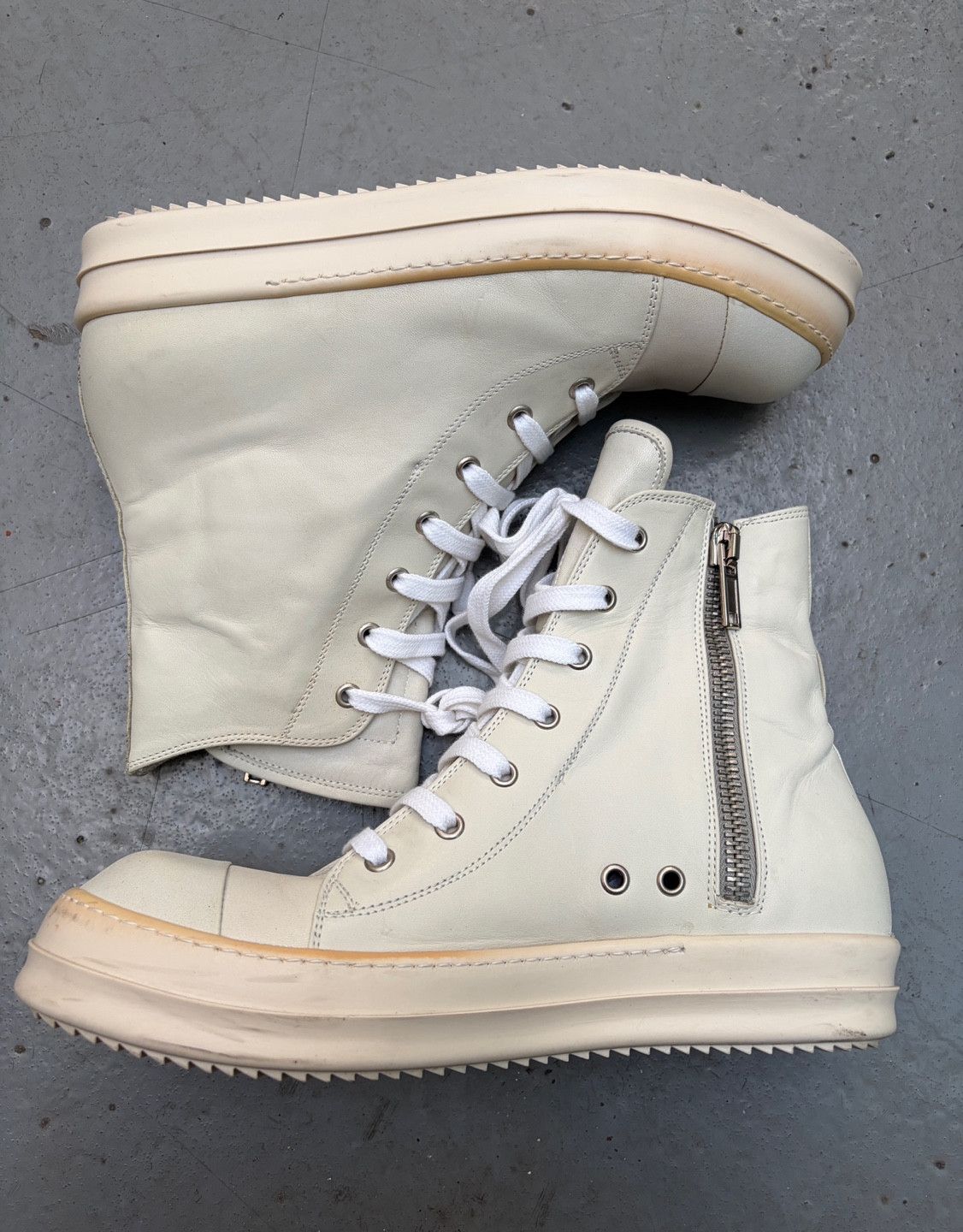 Rick Owens Rare Rick Owens F/W 12 Milk Leather Ramones High DRKSHDW Size US 8.5 / EU 41-42 - 3 Thumbnail