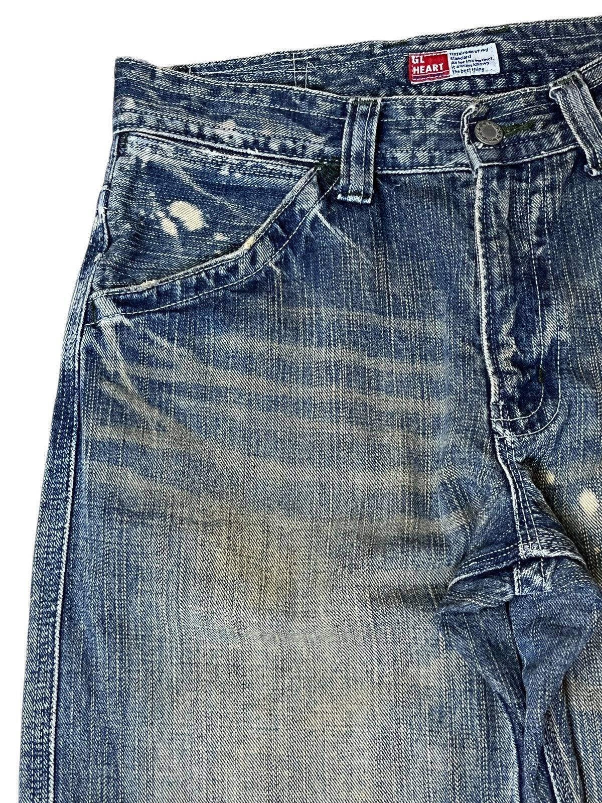 Japanese Brand Sick 90s japanese denim GL HEART mud wash dirty faded jeans Size US 31 - 5 Thumbnail