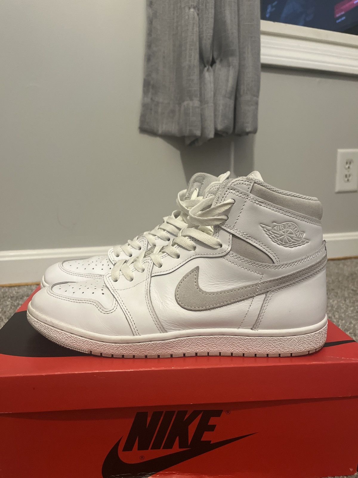 image of Jordan Nike Air Jordan 1 Neutral Grey Shoes in White, Men's (Size 10)