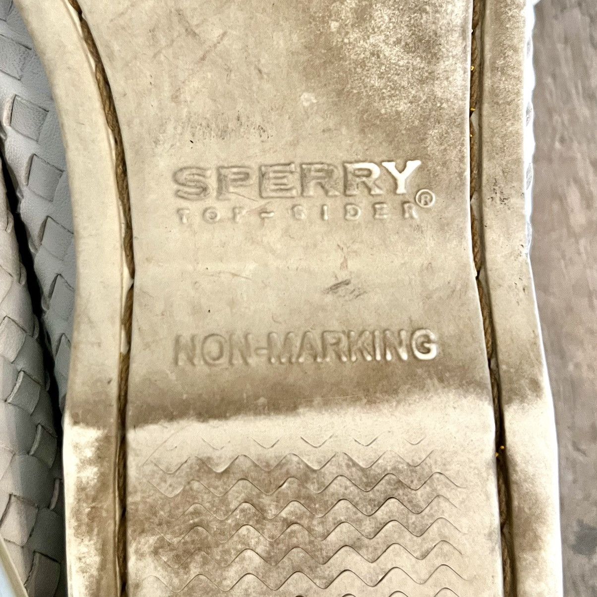 Sperry Sperry Top Slider Gray & Metallic Silver Woven Boat Shoes Size US 6.5 / IT 36.5 - 14 Thumbnail