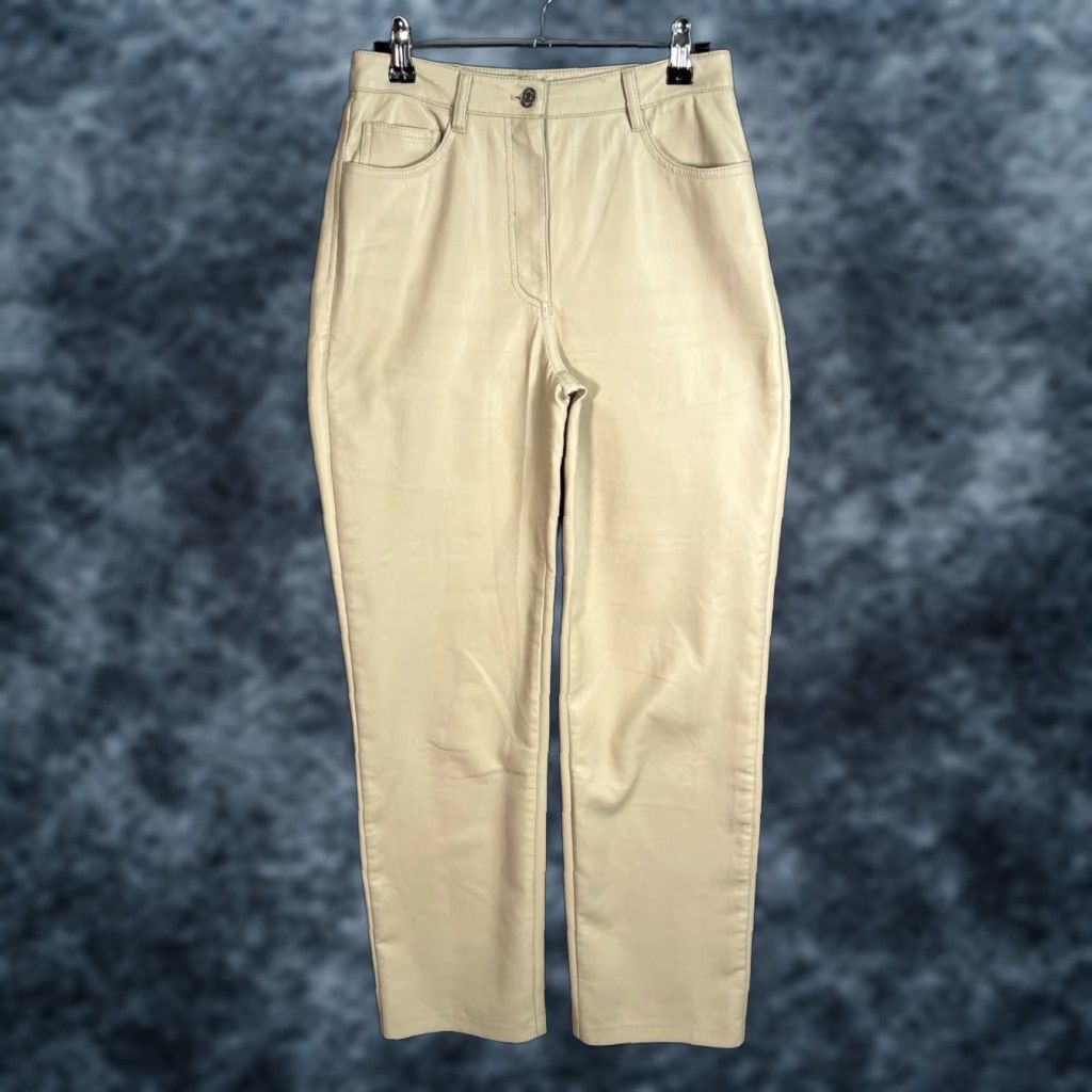 Vintage Wilfred Womens Pants 2 High-Rise Beige Faux Leather Straight Leg City Casual Pockets 27 In Inseam Womens Size 26" / US 2 / IT 38 - 1 Thumbnail