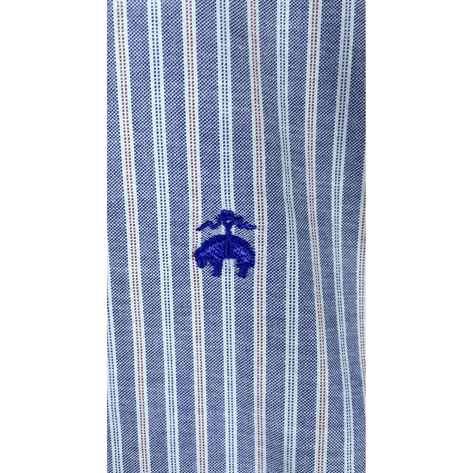 Brooks Brothers Brooks Brothers Dress Shirt Mens L Blue Stripe Madison Fit Non Iron Stretch Shirt Size 42R - 2 Thumbnail