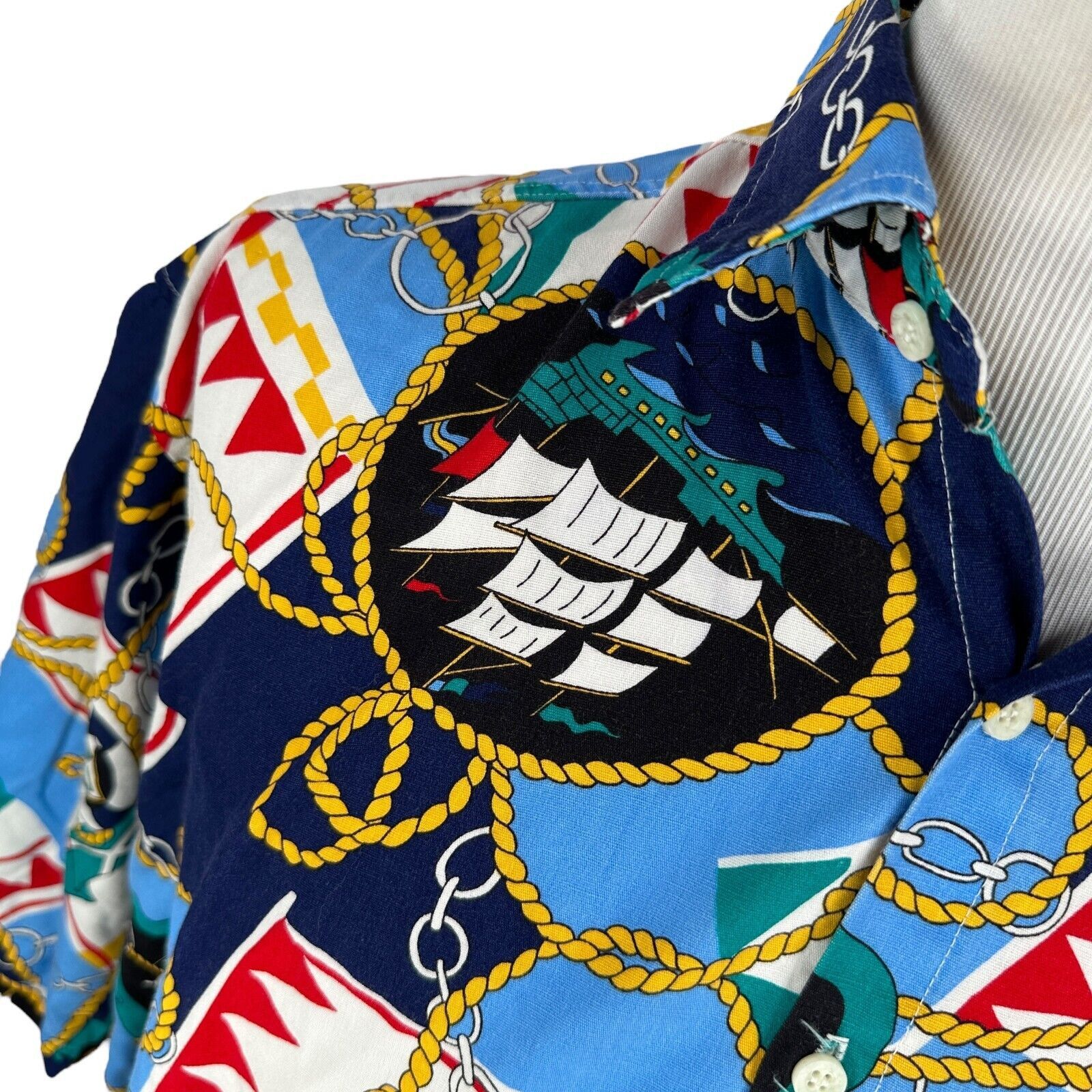 The Unbranded Brand Vintage Tango Max Raab Shirt Men’s L Blue Gold AOP Nautical Size US L / EU 52-54 / 3 - 2 Thumbnail