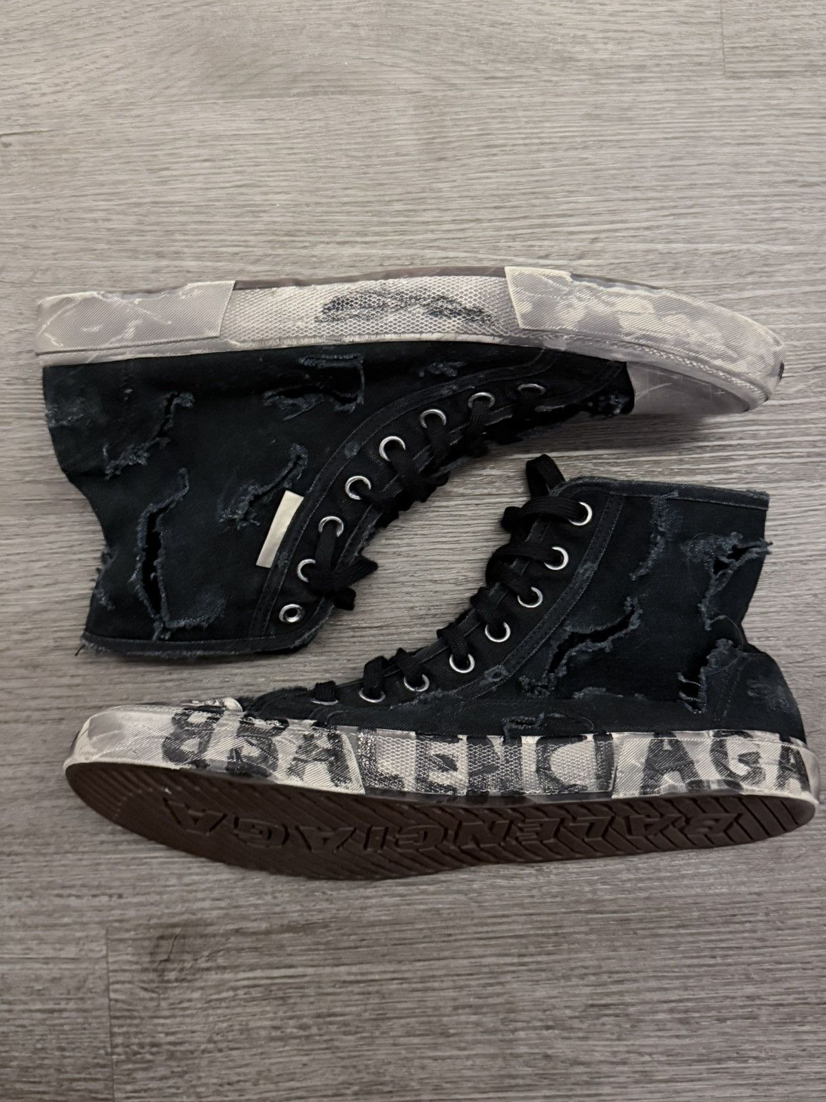 Balenciaga BALENCIAGA PARIS DESTROYED HIGH TOP SNEAKERS RARE Size US 12 / EU 45 - 1 Thumbnail