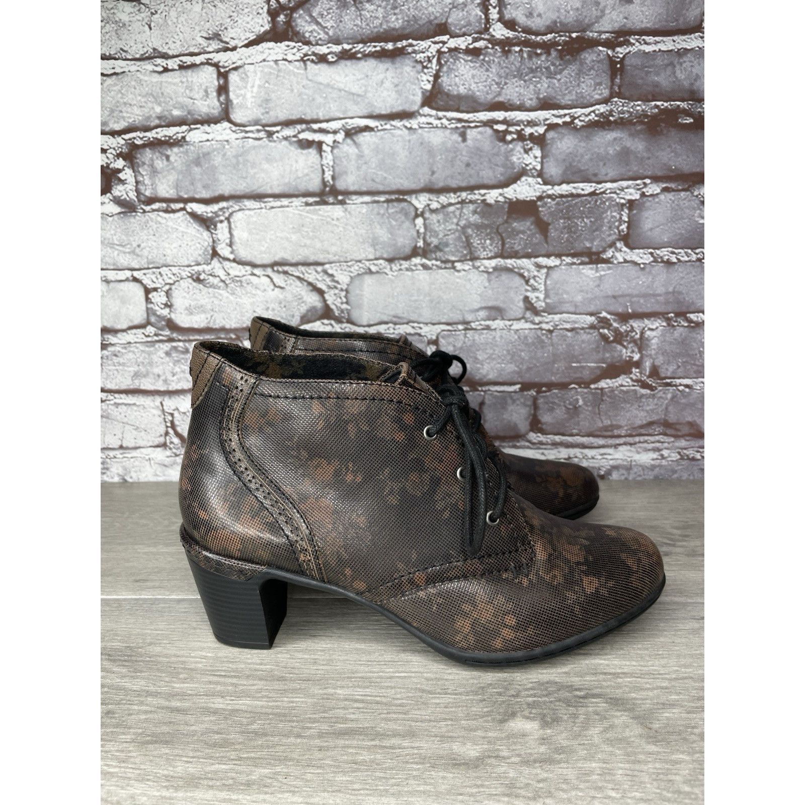 Rockport ROCKPORT Cobb Hill Rashel Brown FLoral Leather Lace Booties Size US 9 / IT 39 - 3 Thumbnail