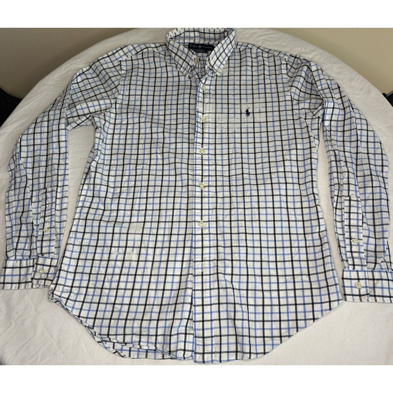 Ralph Lauren Ralph Lauren Custom Fit Button Medium Shirt White Blue/Pony Size US M / EU 48-50 / 2 - 1 Thumbnail