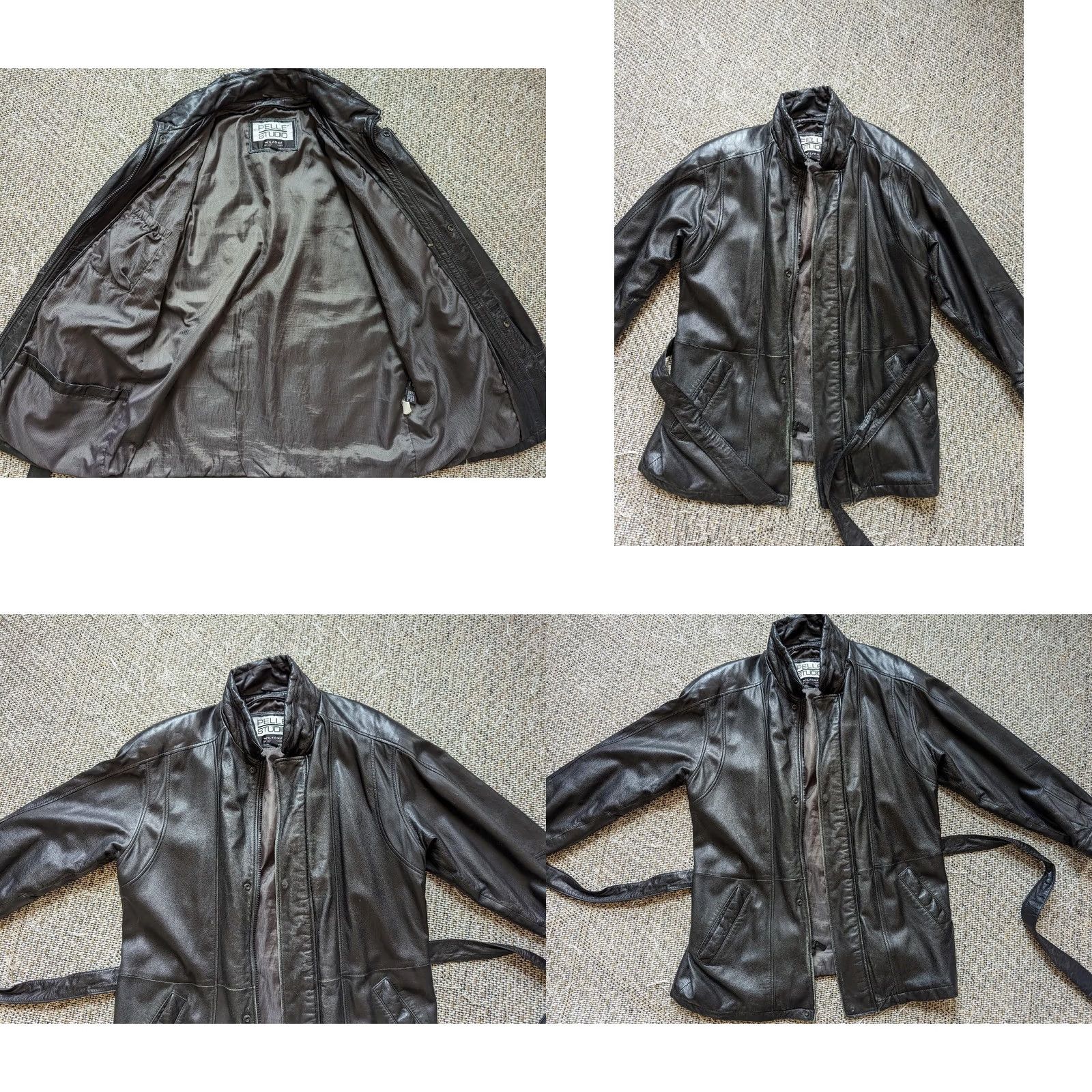Vintage VINTAGE Wilsons Leather Coat L Leather Coat Mens Black Belted Trenchcoat 1990s 2000s 44in Chest Snap Zip Closure Size US L / EU 52-54 / 3 - 8 Thumbnail