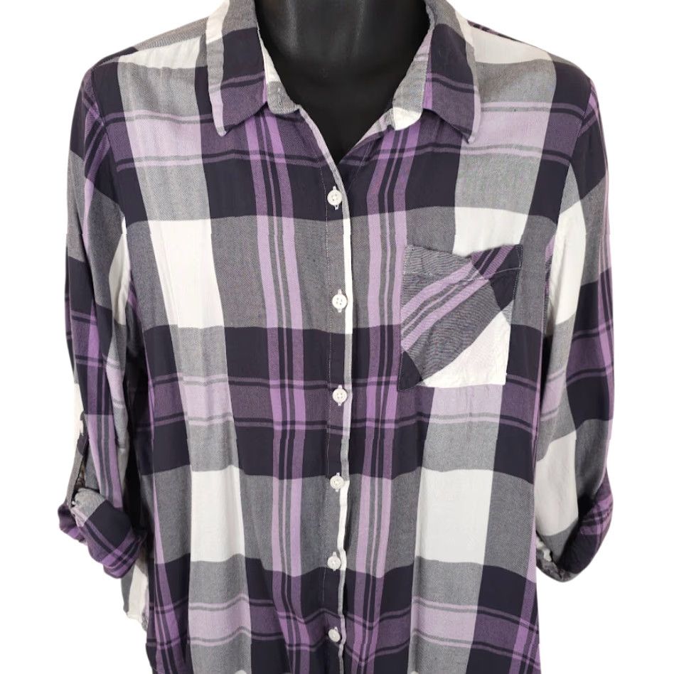 Eddie Bauer Eddie Bauer Plaid Shirt Womens XL Purple Long Sleeve Button-Up Size XL / US 12-14 / IT 48-50 - 2 Thumbnail