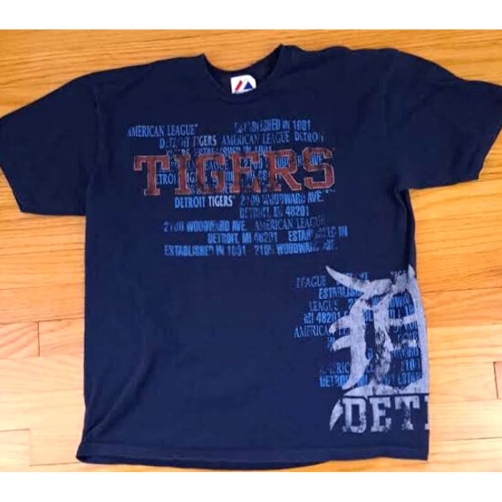 Vintage Majestic Detroit Tigers Baseball T-Shirt XL Blue Mens Regular X-Large American League Classic Sports Size US XL / EU 56 / 4 - 2 Thumbnail