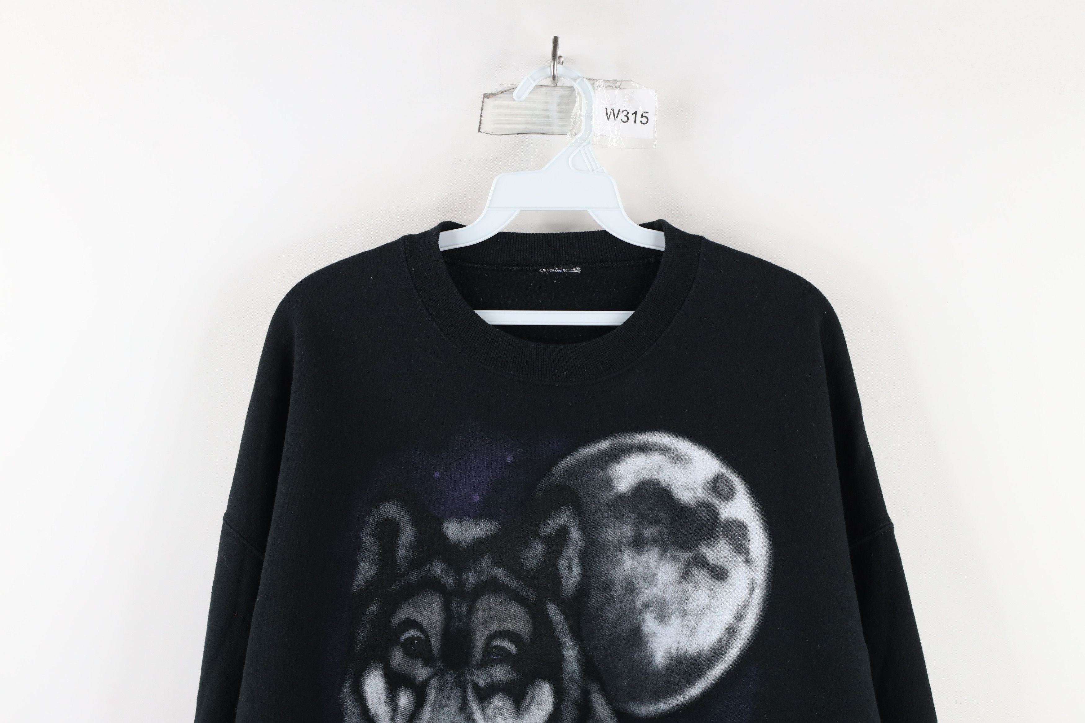 Vintage Vintage 90s Streetwear Wolf Moon Crewneck Sweatshirt Black Size US XL / EU 56 / 4 - 2 Thumbnail