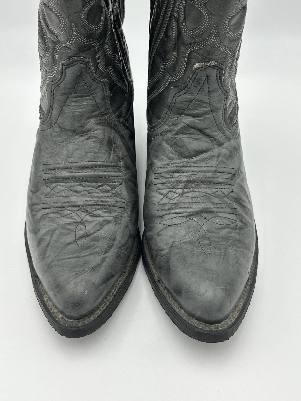 Designer Stylish Grey Cowboy Boots with Detailed Stitching Size US 7 / IT 37 - 3 Thumbnail
