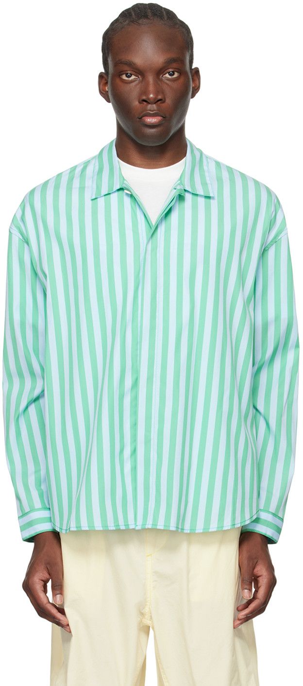 Sunnei Sunnei Regular Shirt / Green & Blue Stripes Size US M / EU 48-50 / 2 - 2 Thumbnail