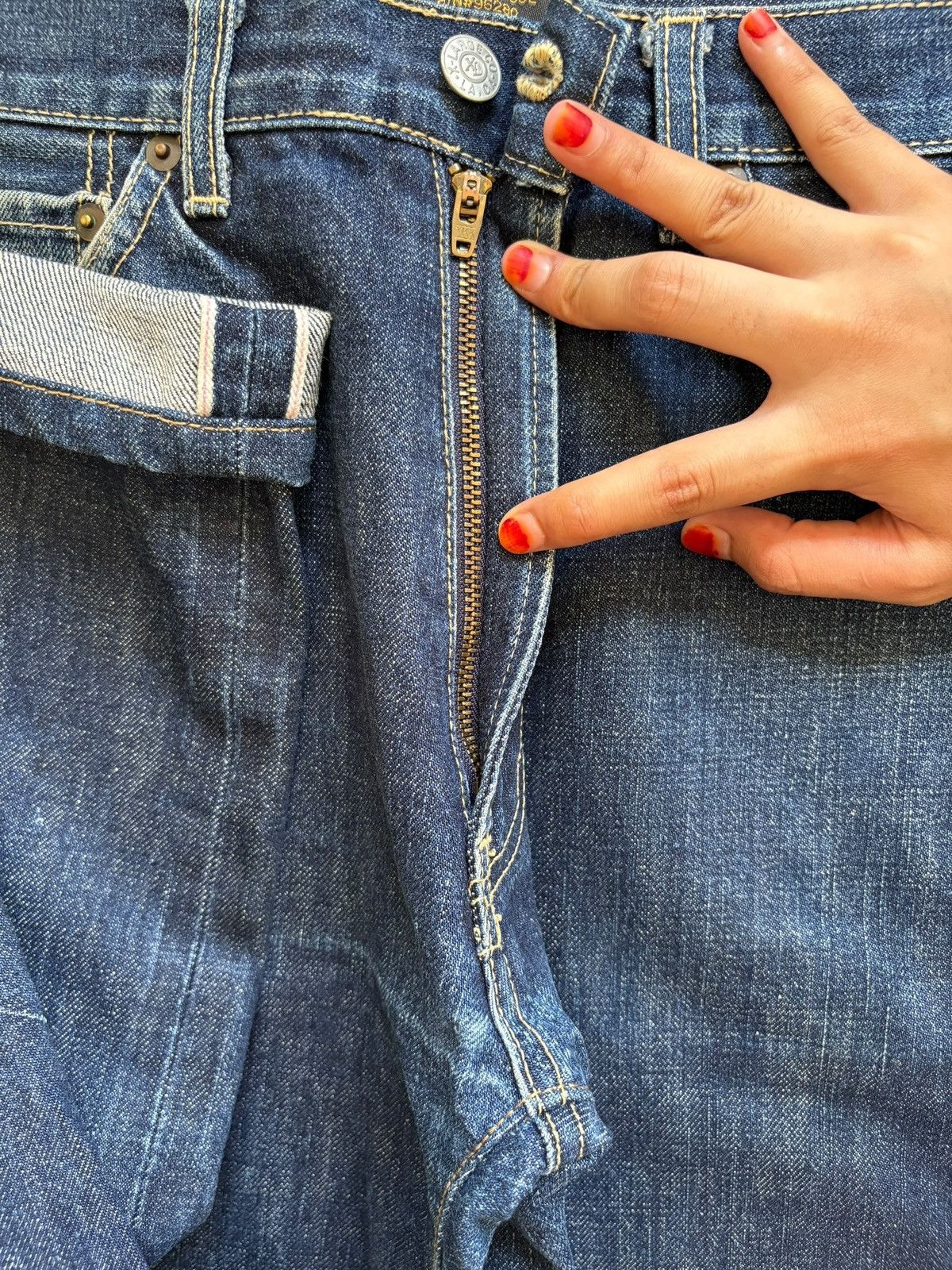 X-LARGE Vintage Japanese X-Large Selvedge Blue Wash Loose Jeans Size US 30 / EU 46 - 3 Thumbnail